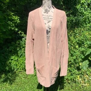 NWT Soft Pink crochet knit patterned cardigan with pockets
